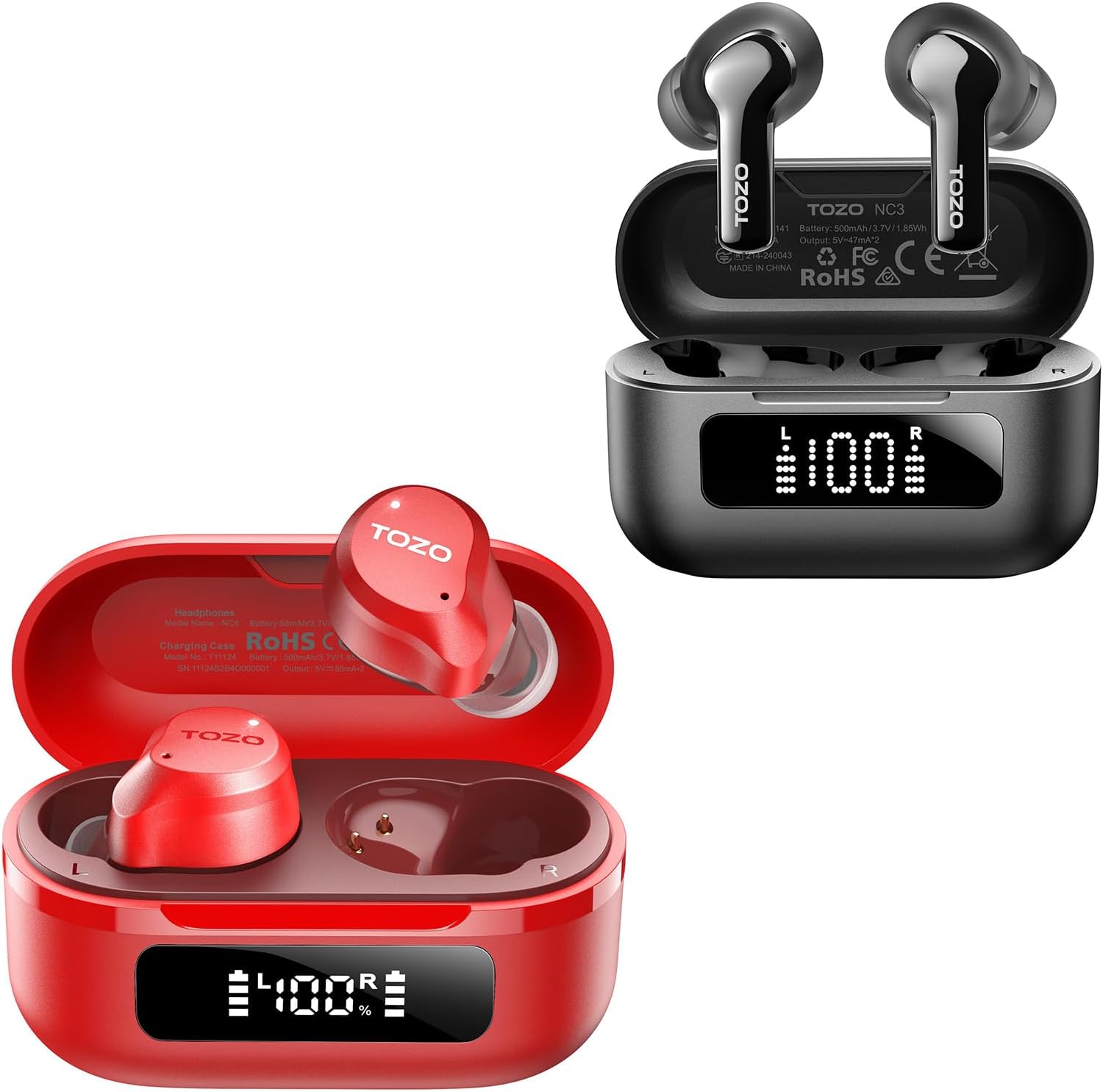 TOZO NC9 Earbuds with NC3 Wireless Earbuds