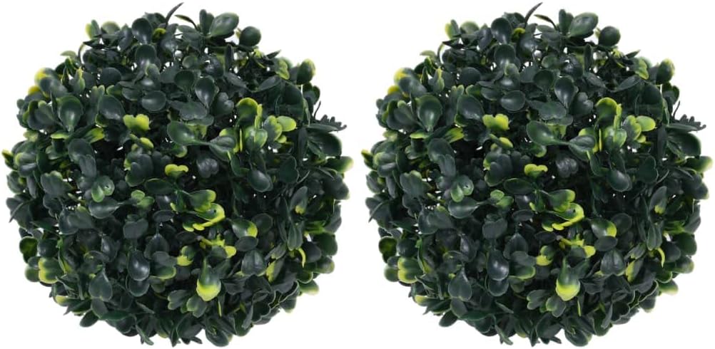 vidaXL Artificial Boxwood Balls - Set of 4, 4.7" Diameter Polyethylene Green Boxwood Balls for Indoor/Outdoor Decor, Perfect for Garden Landscaping & Home Interior Decor