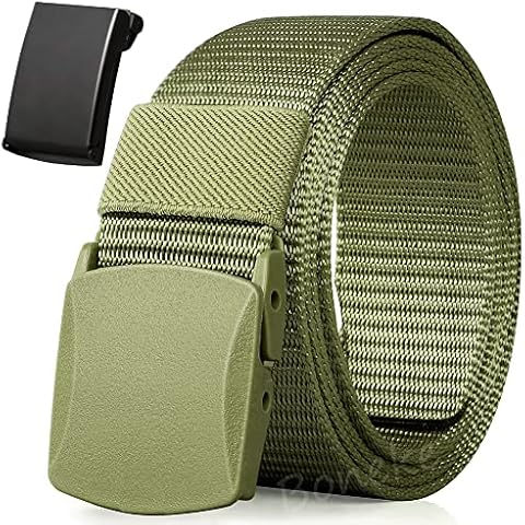 Nylon Belt, 1 Pack Men Military Tactical Breathable Belt, fast pass through the airport security, Metal Buckle+Plastic Buckle, Belt Length 51.18 inch(130cm) Cover