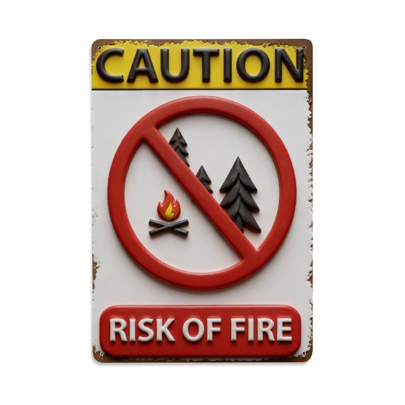 Caution No Fire Risk Sign Vintage Metal Tin Sign Retro Wall Decor, Bar Garage Cafe Kitchen Home Wall Art Poster Decoration 8x12inches