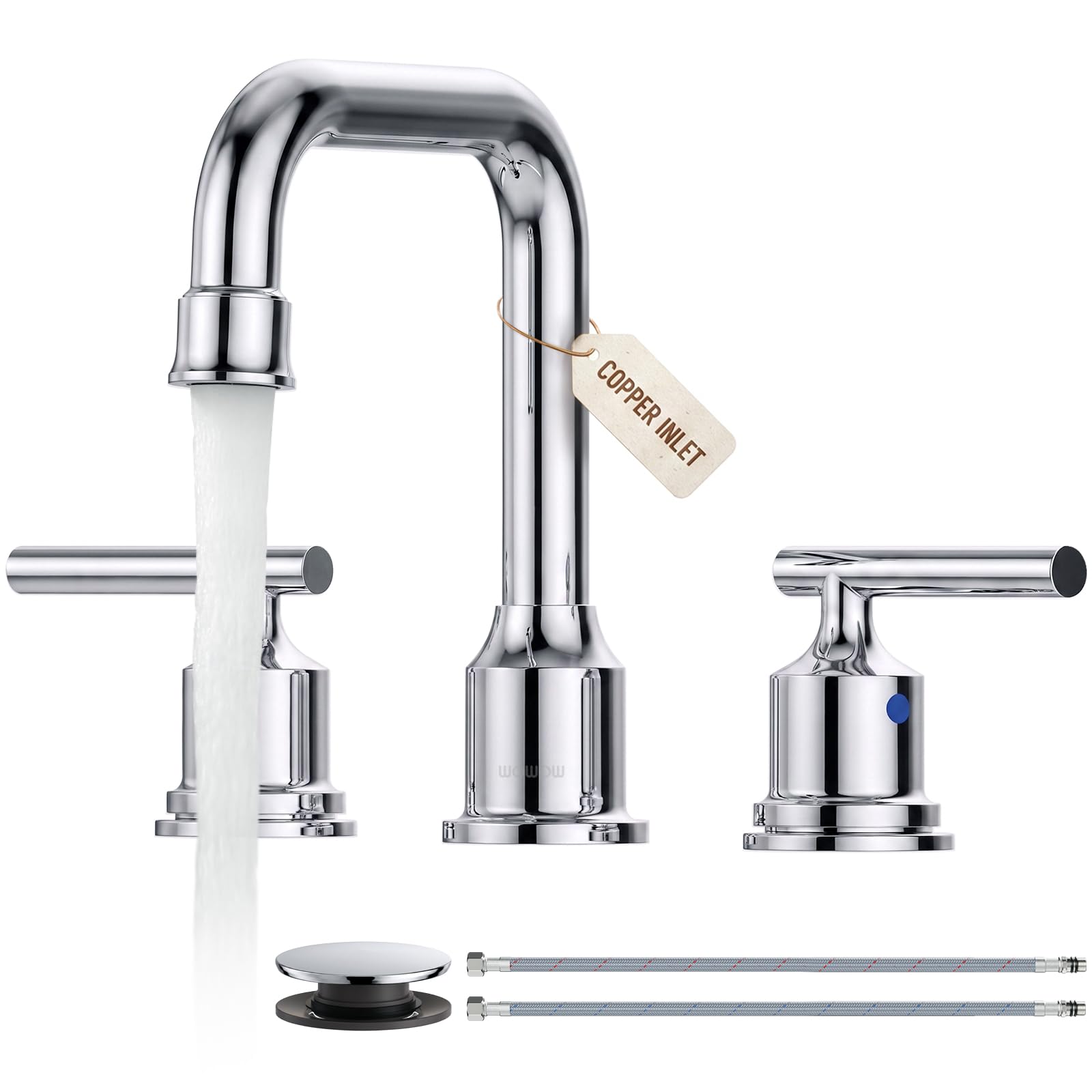 WOWOW Black Bathroom Faucet 3 Hole, Widespread Vanity Sink Faucets 8 Inch — Amazon image 25