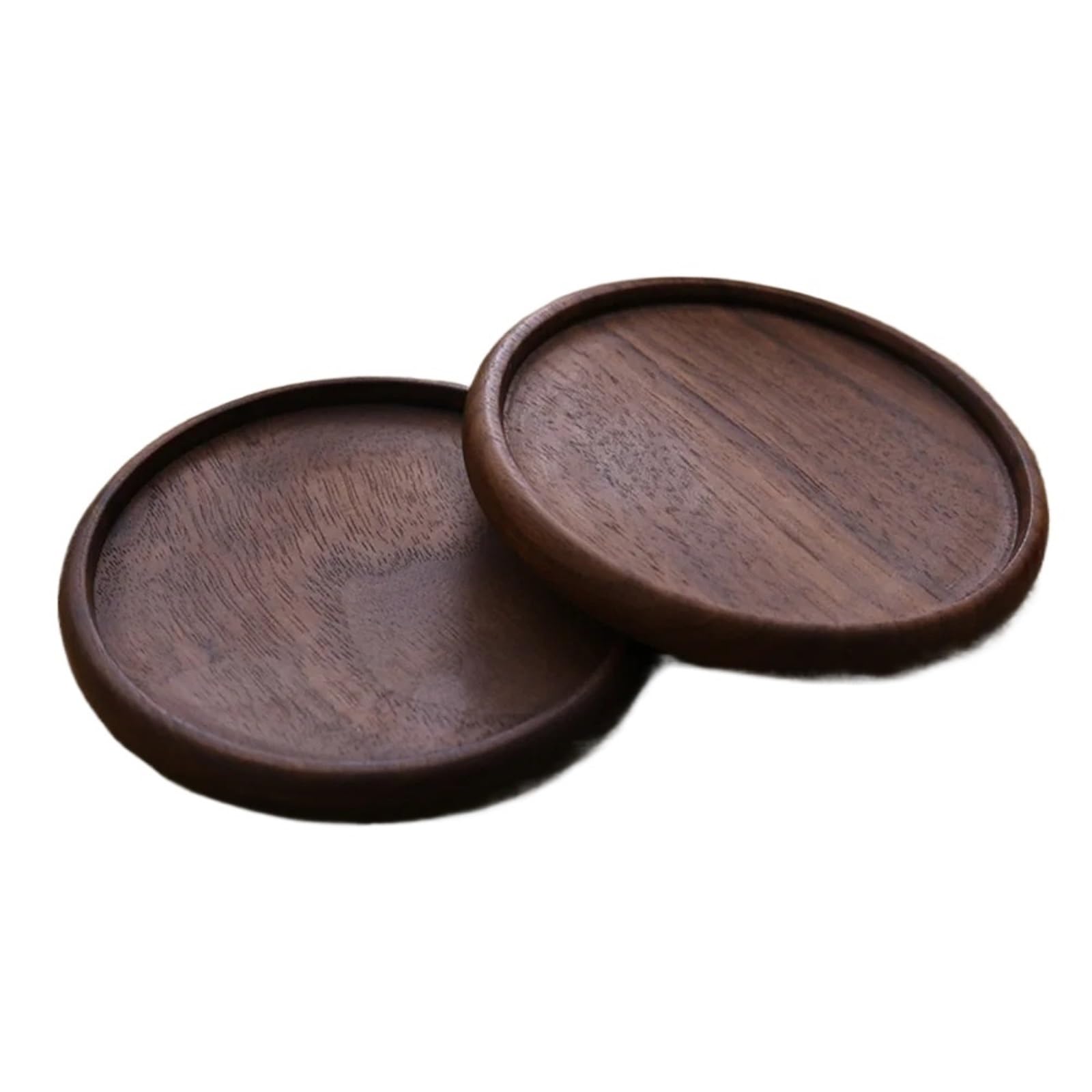Insulated Coasters 4pcs New Wood Coasters Durable Heat Resistant 8.8cm Placemats Square Round Tea Coffee Cup Pad for Drinks Coffee Pads Beer Home Office(Walnut wood R2)