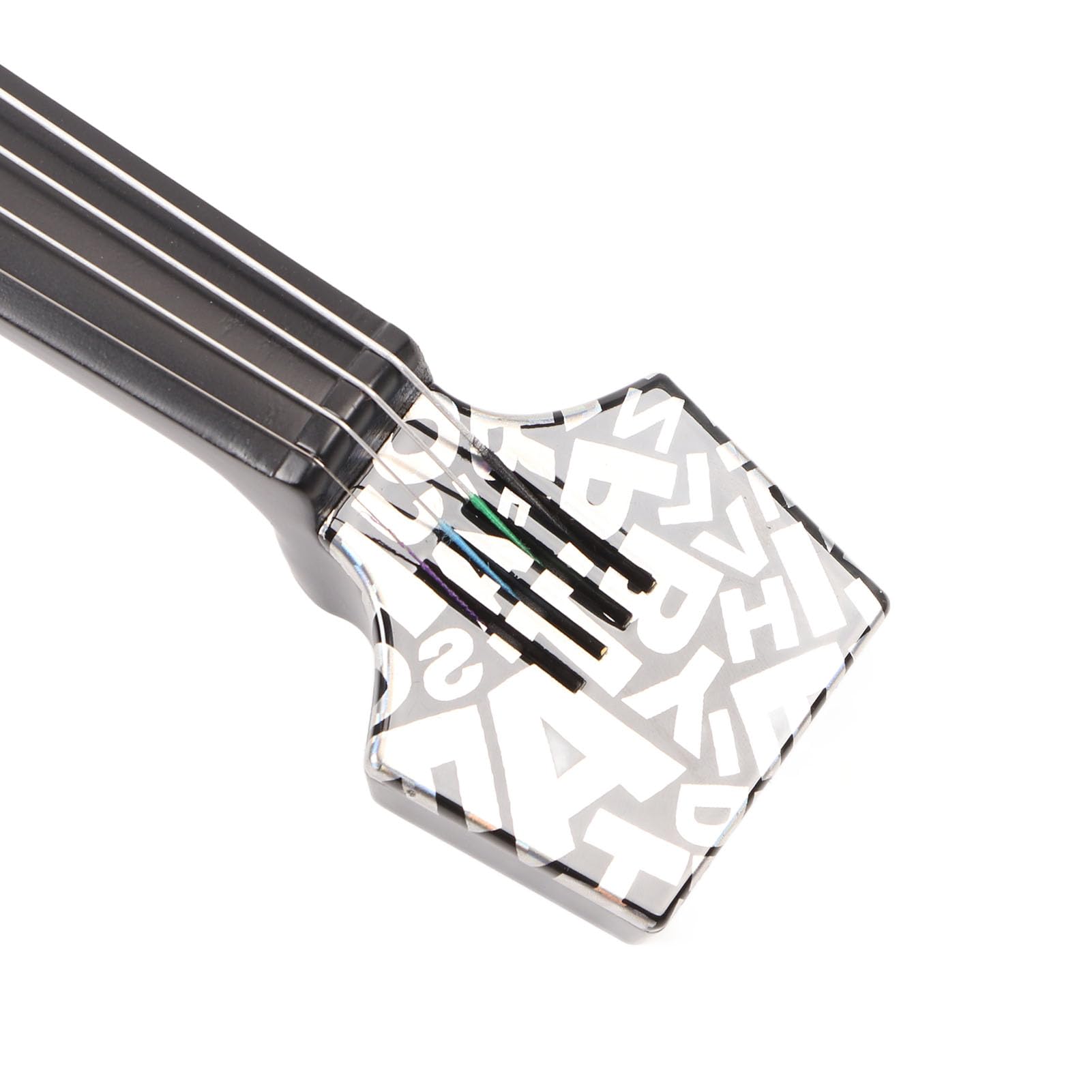 Violino Elettrico 4/4 Full Size - Fibra di Carbonio Silenziosa con Raccordi in Acero - Motivo a Lettere Bianche Per Esercitazione, Performance E Portabilità