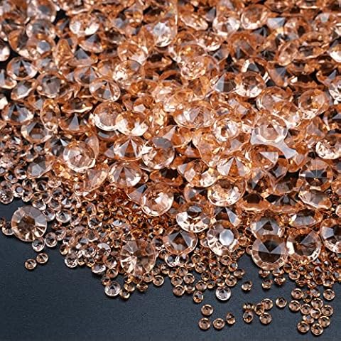 ZoZoMaiy 4200 Pcs Acrylic Crystals Diamonds, Rose Gold Acrylic Diamonds Rhinestones, Table Confetti Wedding Crystals, 4 Size Decoration for Wedding, Valentine's Day, Anniversary, DIY Arts & Crafts Cover