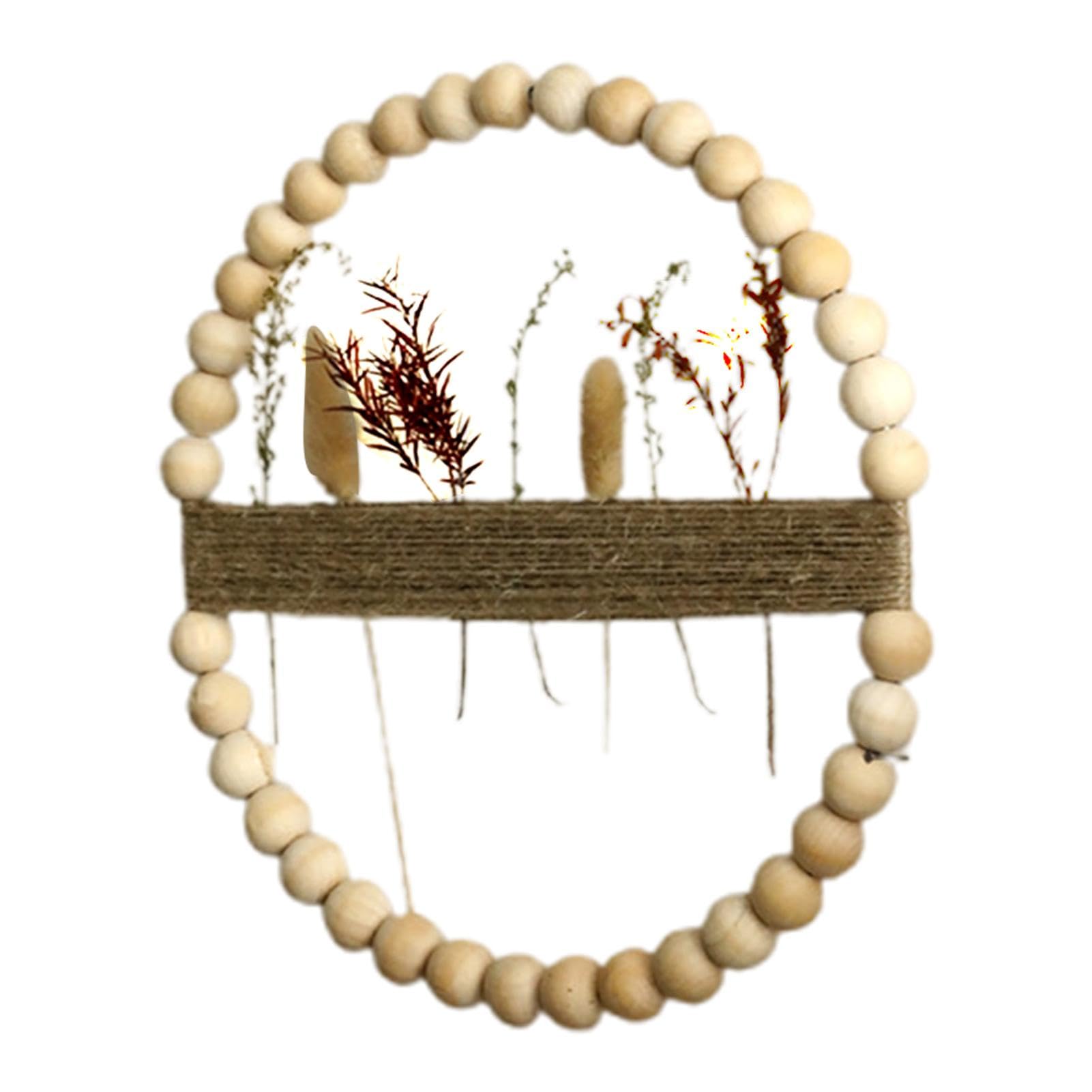 Couronne de perles rondes en bois pour habiller un mur nu
