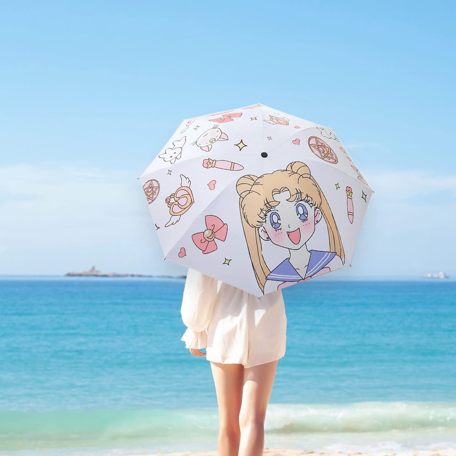 Ombrello compatto pieghevole resistente alle tempeste, ombrello da viaggio, mini tascabile, 3 costole, ombrello pieghevole, arcobaleno, resistente alle tempeste per uomo e donna (campo di grano