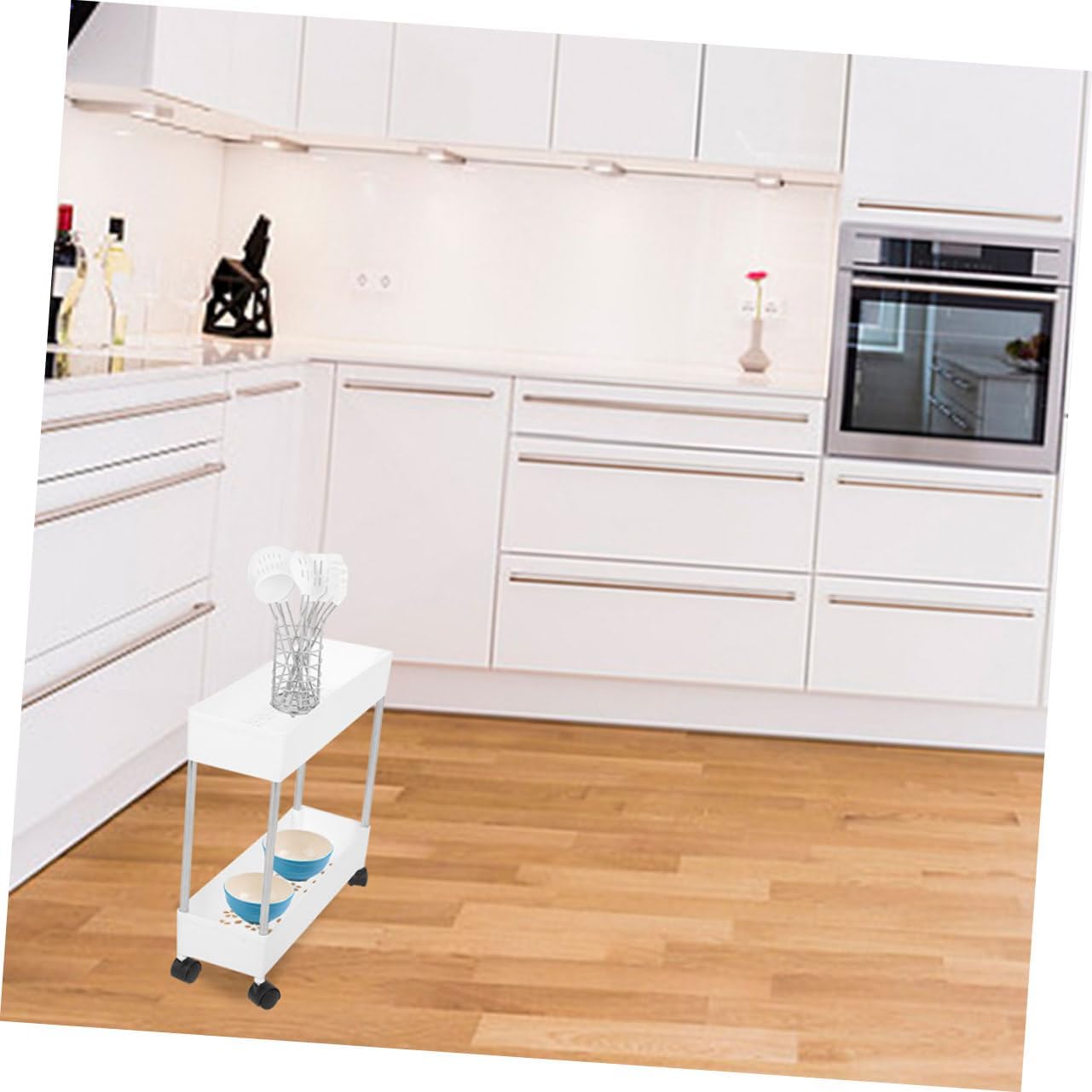 Slim Storage Cart Multi-Layer Rolling Utility Trolley for Kitchen Office Dorm Microwave Cart Wheels