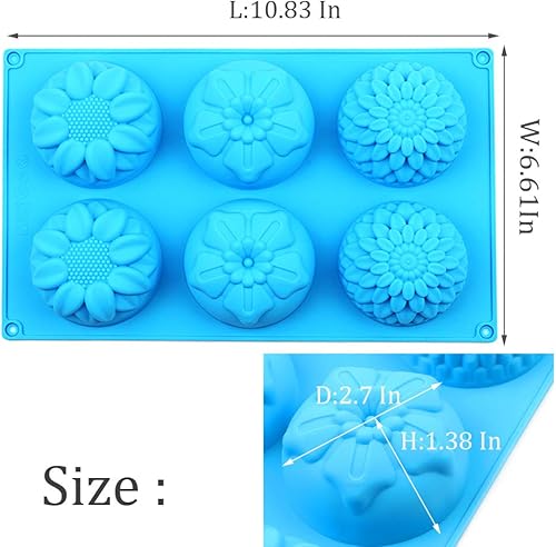 Miniatura 3 de Moldes de silicona con forma de flor, 3 paquetes de 6 bandejas de cavidades para pastel casero, molde para cupcakes, forma de fondant, decoración de