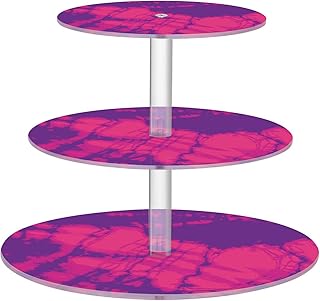 OTVEE 3 Tier Cupcake Stand Tie Dyed Print Acrylic Tiered Serving Cake Stand Dessert Tower Tray for Tea Party Wedding and Birthday