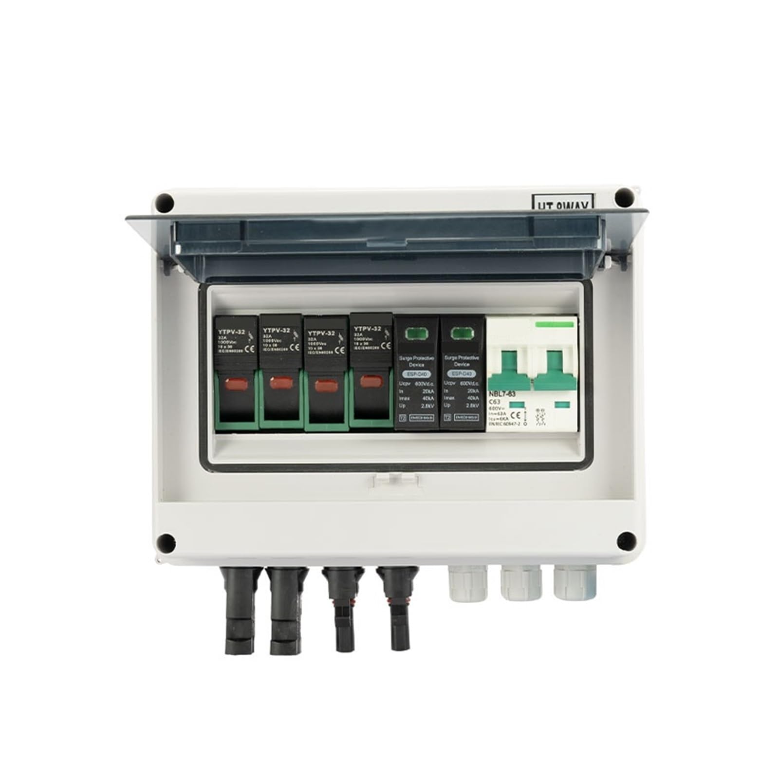 RWRAPS Scatola combinatrice DC Impermeabile for Esterni 2 Stringhe 2 ingressi 1 Uscita 600 V IP65 PV Protezione Contro Le sovratensioni solari
