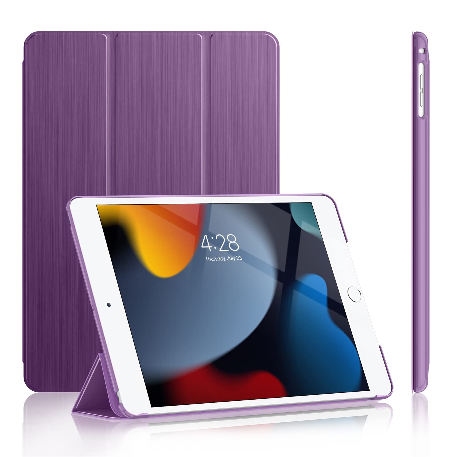 Soke Case for iPad 6th Generation 2018/ iPad 5th Gen 2017/ iPad Air 2 & 1, [Slim Trifold Stand + Auto Wake/Sleep], Premium Protective Hard PC Back Cover for Apple iPad 9.7 Inch (Purple)