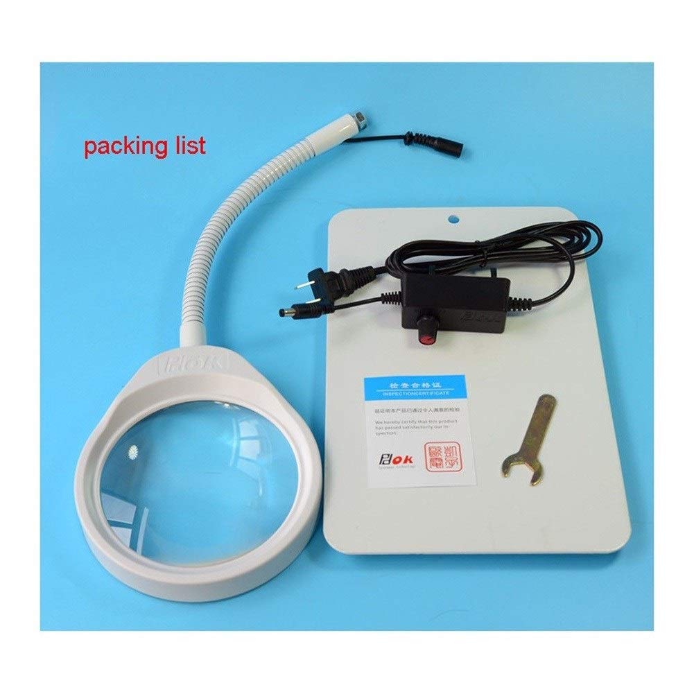 Lámpara de Lupa LED de Escritorio con Soporte, luz Brillante para Lectura, Manos Libres, Lupa Ajustable de 3X, 5X, 8X y 10x.