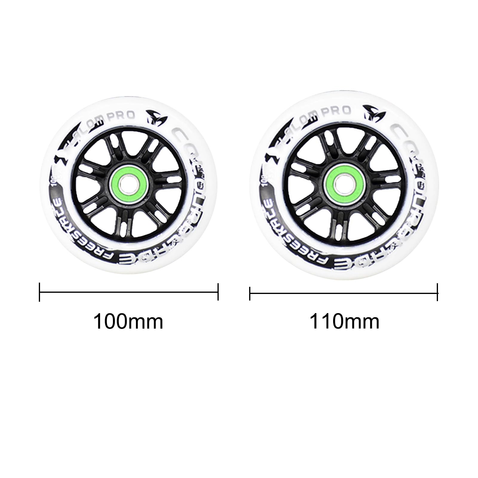 Zapasowe koła do łyżworolki na zewnątrz i wewnątrz, 4/6 sztuk, 85 A, 100 mm/110 mm, kółka do łyżworolki z łożyskami, zamiennik, białe, 110 mm x 6