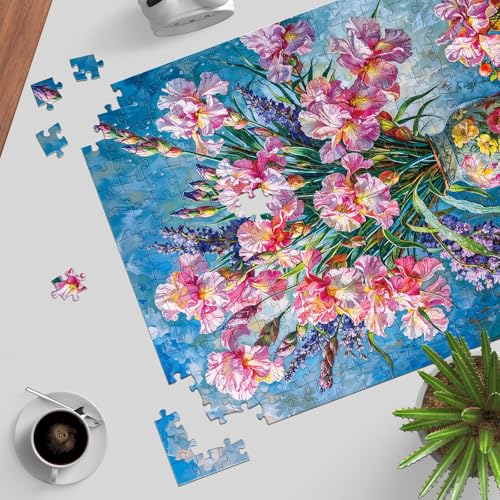 TangMosaic Puzzles for Adults 500 Pieces, Jigsaw Puzzle for Adults, Fun Challenging Family Puzzle -Iris Flowers Puzzles Game, Interlock Perfectly No Dust, Gifts for Easter Parents Mother’s Day - Image 4