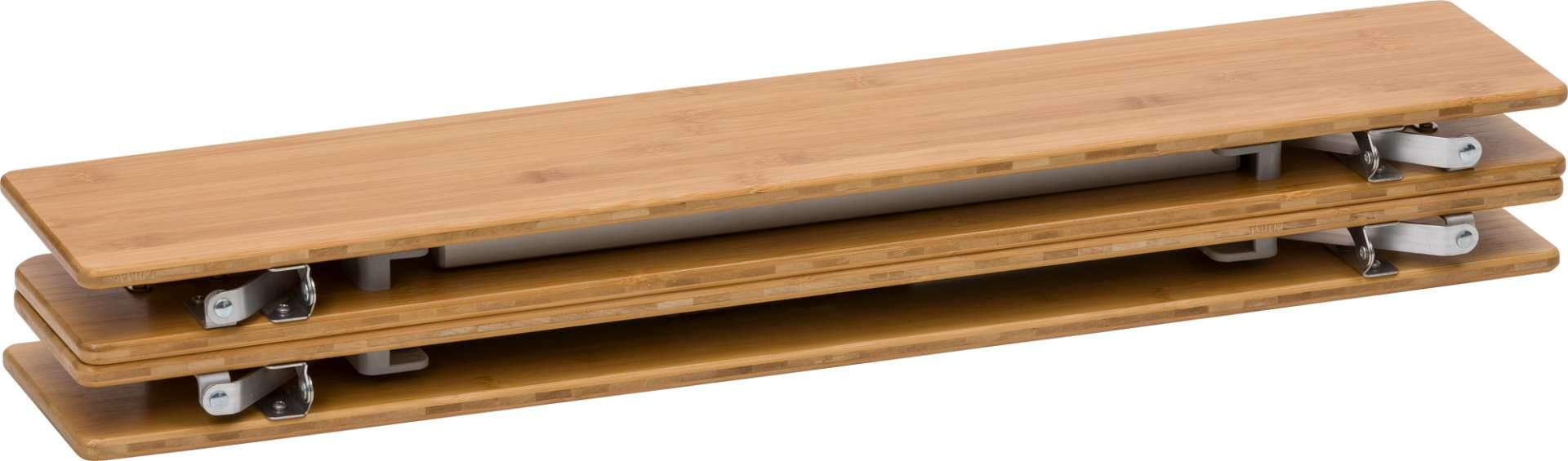 qeedo Kimmy 80 x 60 cm, Campingtafel met Bamboe Tafelblad, Hoogte Verstelbaar