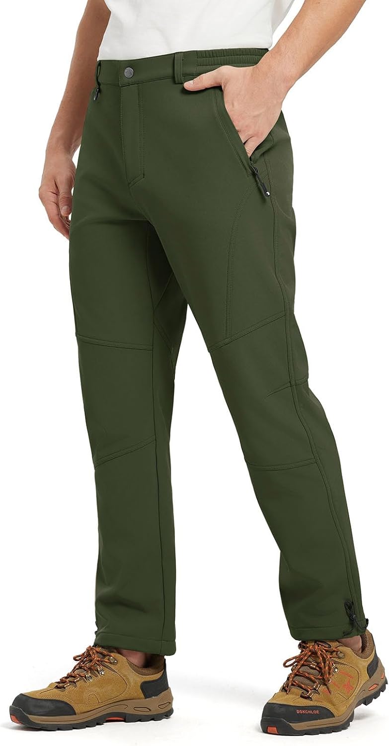 YSENTO Men's Fleece Lined Snow Ski Pants Waterproof Softshell Insulated Winter Cargo Hiking Camping Pants - Image 6
