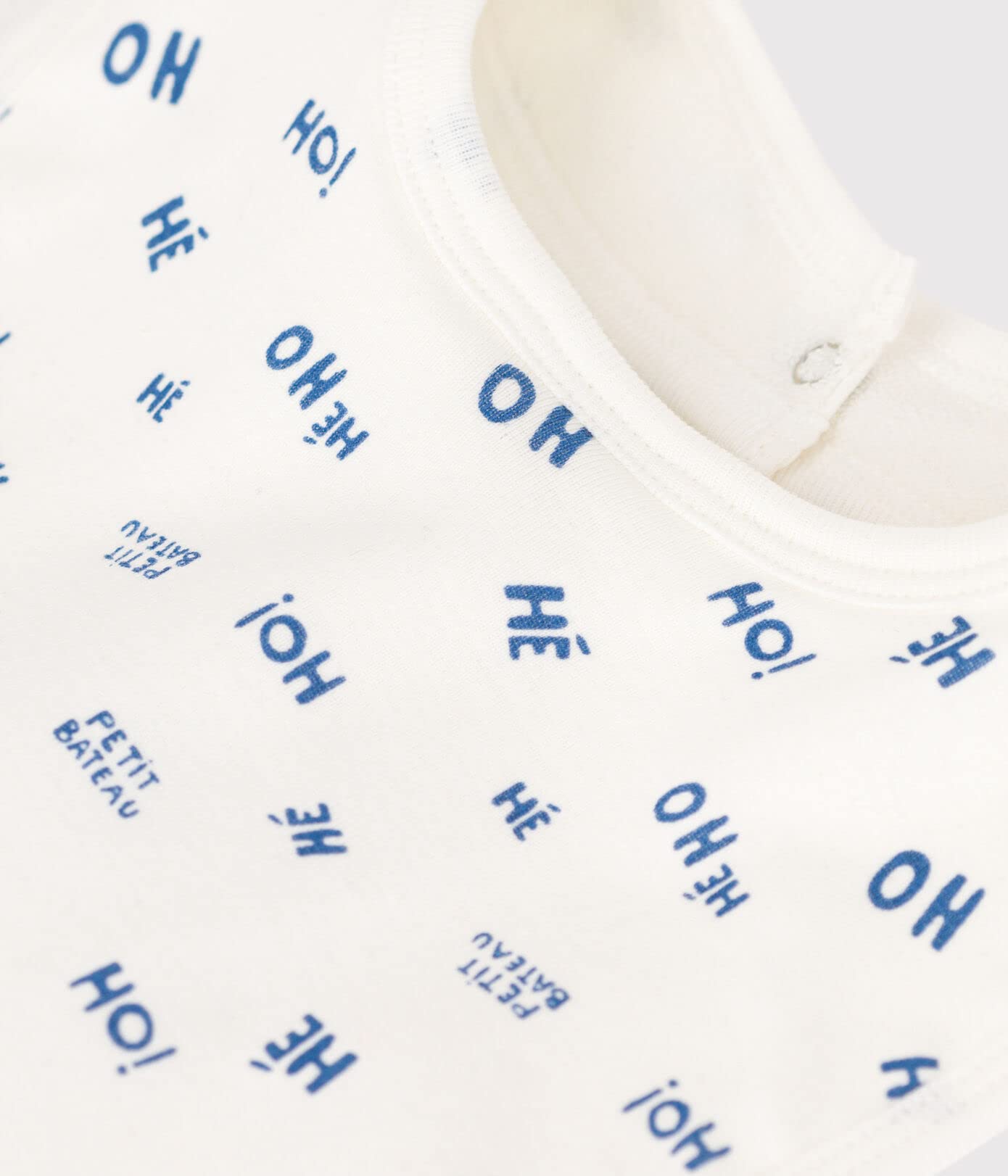 Petit Bateau Bavoir Mixte bébé, Blanc Marshmallow/Bleu Crepuscule, Taille Unique