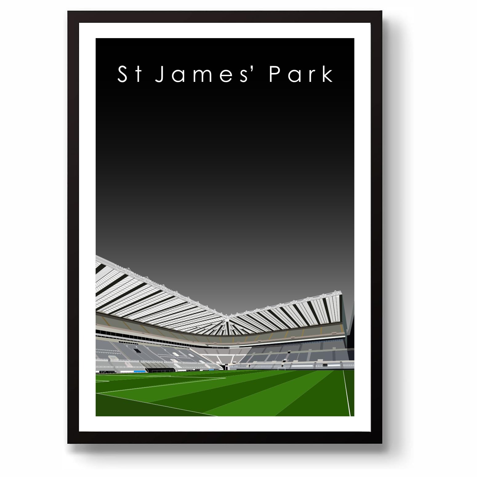 GroundDesigns NEWCASTLE UNITED Football Gift ST JAMES' PARK Stadium Art Unframed A3 Print NUFC