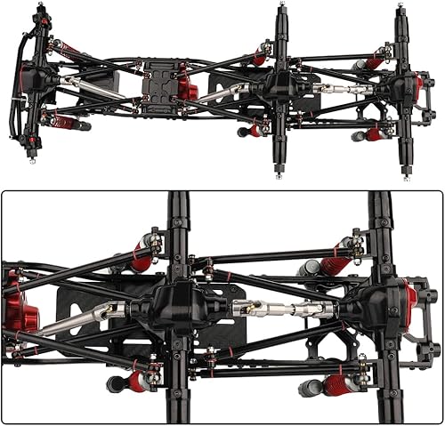 Miniatura 4 de RZXYLRC Marco de chasis de automóvil RC de aleación de aluminio 6x6 con ejes traseros delanteros medios y caja de cambios DIY para piezas de