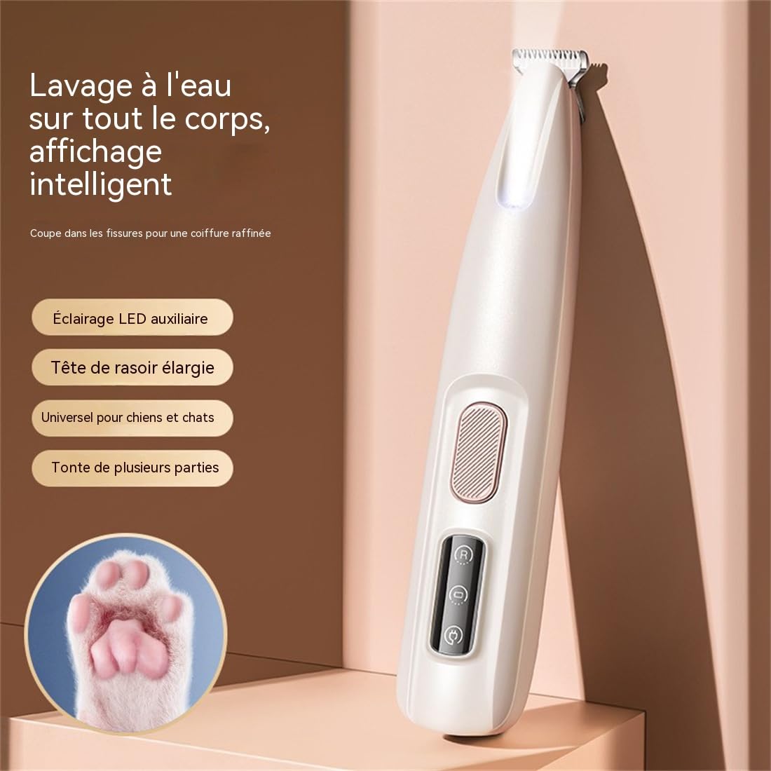 Tondeuse Silencieuse pour Chats – Hypoallergénique, Rechargeable Sans Fil, Précision Coussinets & Poils Emmêlés, Toilettage Professionnel Anti-Stress