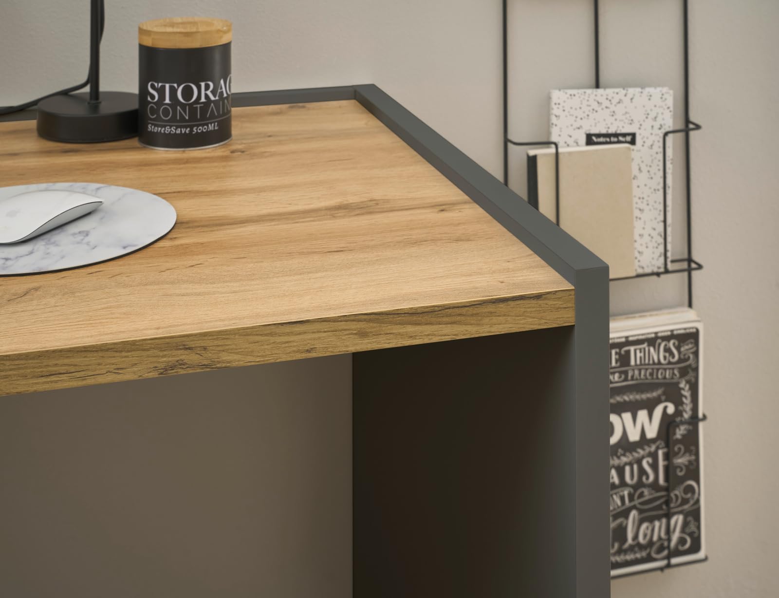 Büromöbel Set grau matt Wotan Eiche Holz modern Schreibtisch Kommode Aktenschrank Regal Homeoffice Büro Stauraum Center (Set 4)