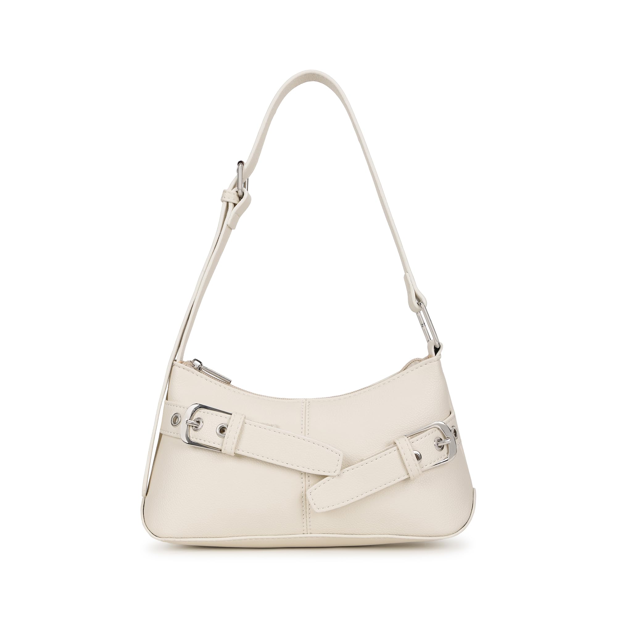 fastrack Buckle Up Off White Shoulder Bag | Faux Leather bag with Buckle Detail | Adjustable Strap Shoulder Bag with Zipper Closure & Organised Interior-picture-11