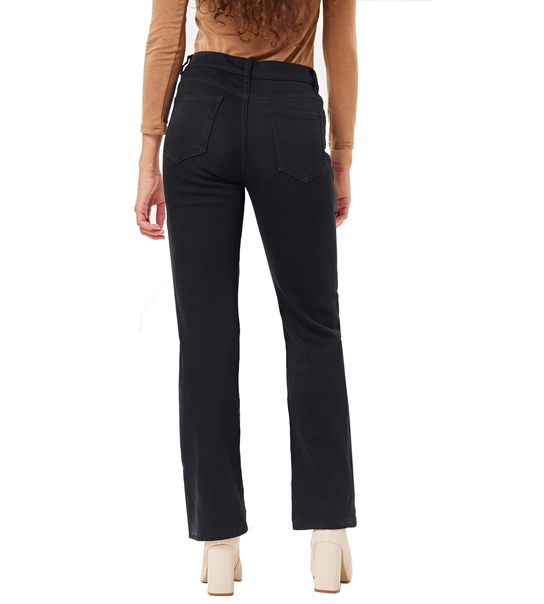 Fakanhui Damen Fleece Gefüttert Weites Bein Jeans Winter Thermo Flanell Lose Casual Warm Jeans