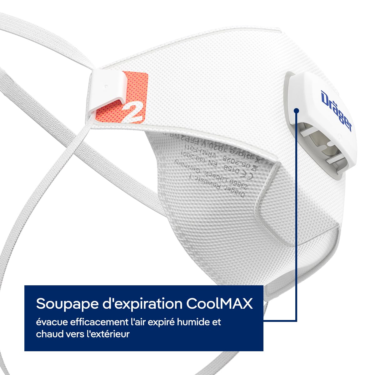 Dräger X-plore 1920 V Masques de Protection respiratoires FFP2 avec valve, Masque anti-poussière jetable pour des travaux de construction, de bricolage, de peinture