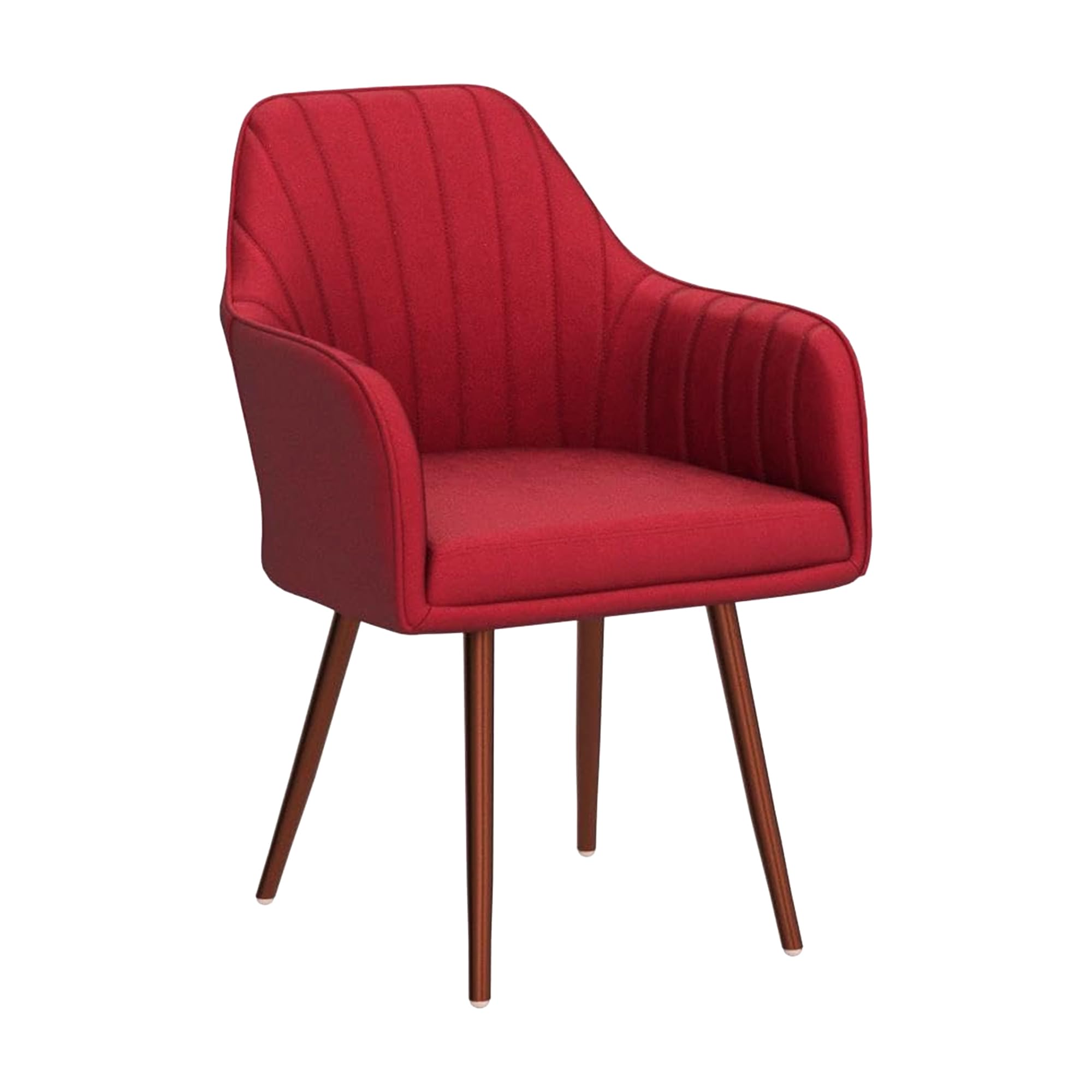 Toxigo Modern Upholstered Accent Chair with Soft Padded Seat & Backrest, Sturdy Metal Legs for Kitchen & Dining Room, Velvet Dining Chair with Cushioned Seat & Ergonomic Back (Red) 2