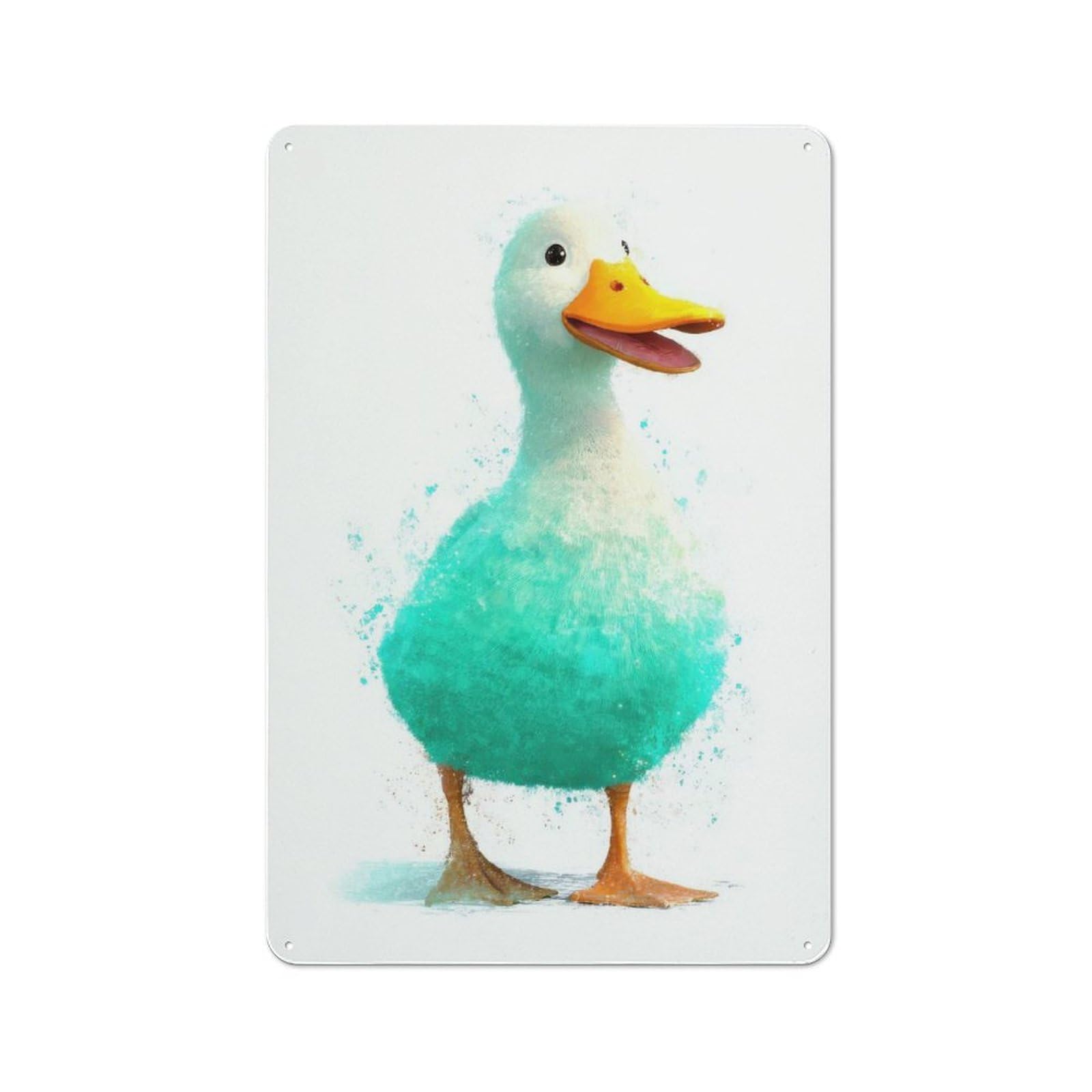 Junmoney Style-22 Retro Cute Teal And White Duckling Vintage Metal Sign 30X20cm, Room Wall Plaque For Flat, Dorm Room, Lounge Or Cafe
