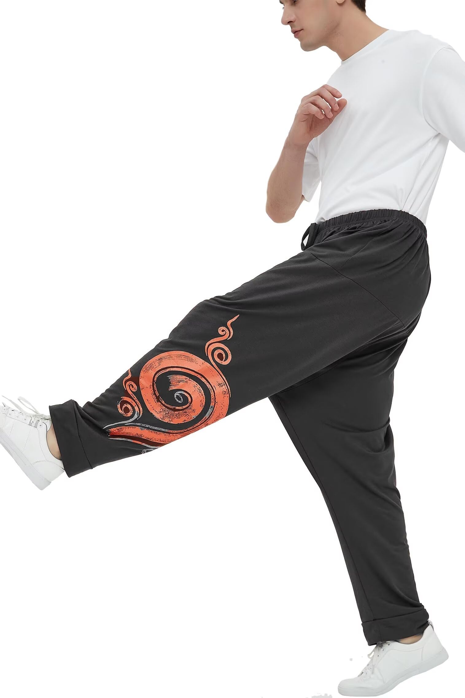 Pantaloni da Uomo Harem Comodi Pantaloni Elastici in Vita Pantaloni Casual Hippies Yoga Tinta Unita