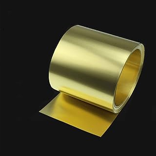 Zkenshan-Copper Sheet Thickness 0.01/0.02/0.03/0.05/0.08mm Brass Sheet Gold Film Brass Foil Brass Plate H62 100mm Width, 5M 2 Meter Thin Brass Strip, High Purity and Durable