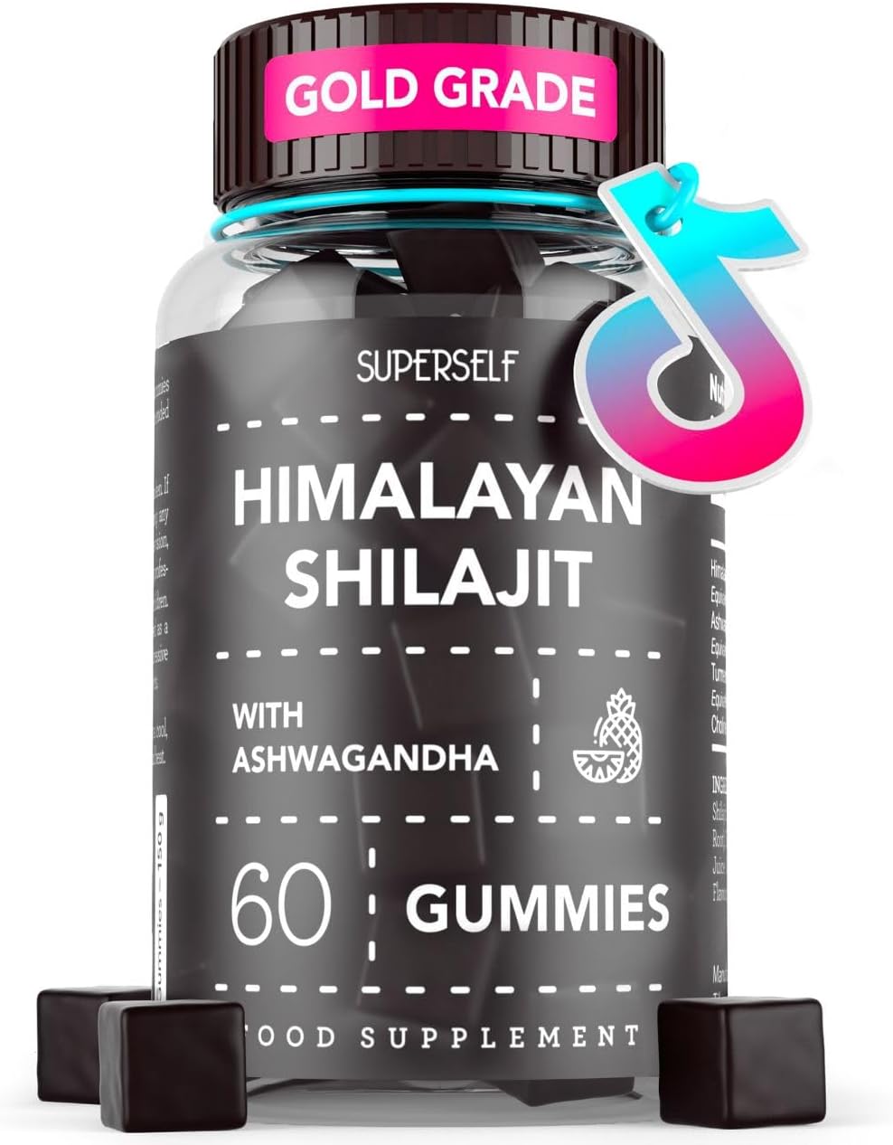 Himalayan Shilajit Gummies – Grade Gold Gummies for Men & Women with Ashwagandha & Turmeric – 2500mg High Strength Supplement for Energy & Focus – Pure Authentic Shilajit with Fulvic Acid – Pineapple