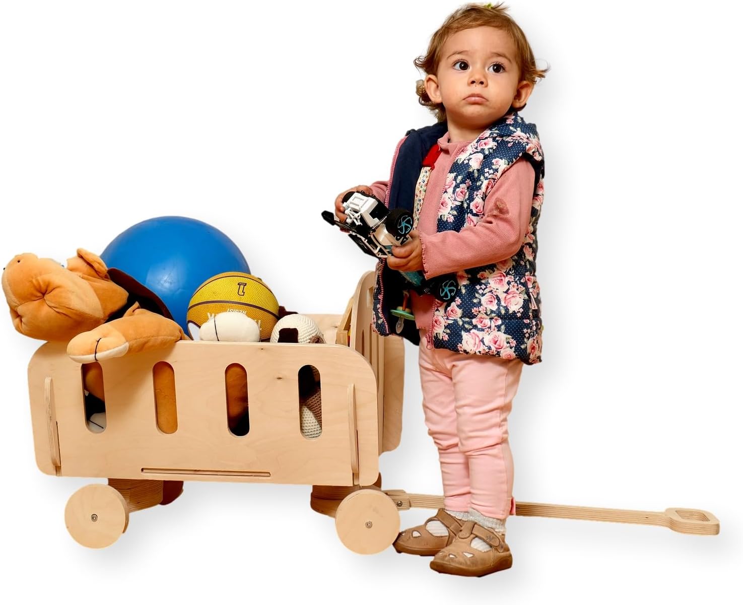 Wooden Montessori Toy Box with Wheels | Premium Wheeled Toy Organizer for Kids | Eco-Friendly Birch Wood Storage Solution for Toys, Books & More | Easy-to-Move Design for Toddlers