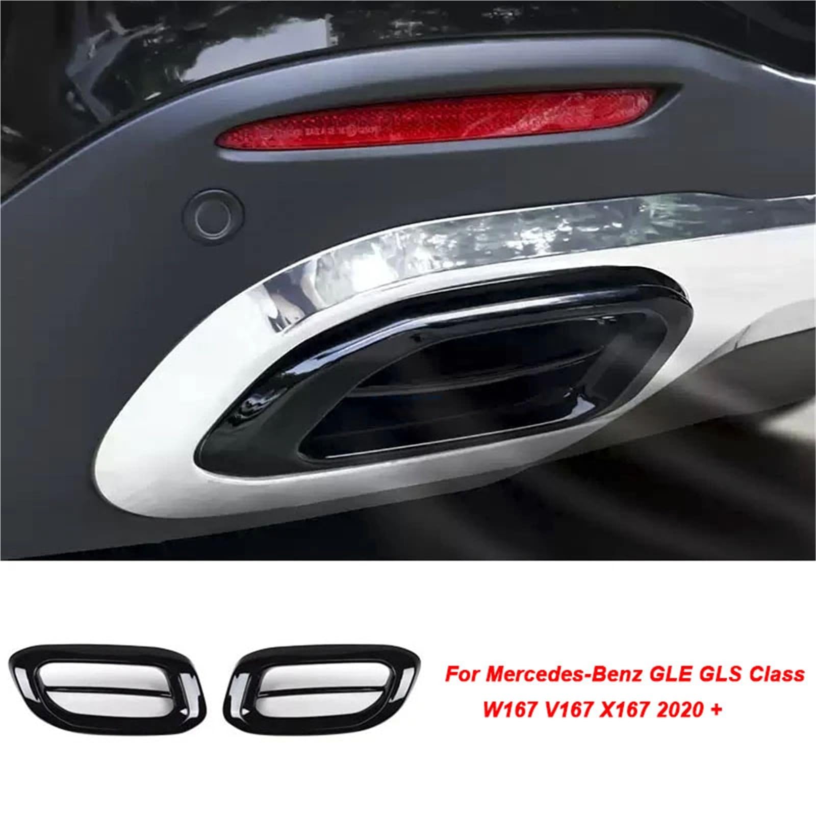 2 Sztuk Car Styling Końcówka Tłumika Rury Wydechowej Tylna Pokrywa Gardła Kompatybilny Z GLE GLS Klasa W167 V167 X167 2020 + Akcesoria(Black)
