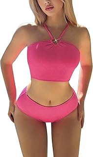 2025 - Conjunto de bikini para mujer, color sólido, bikini hueco, traje de baño y bikini para mujer