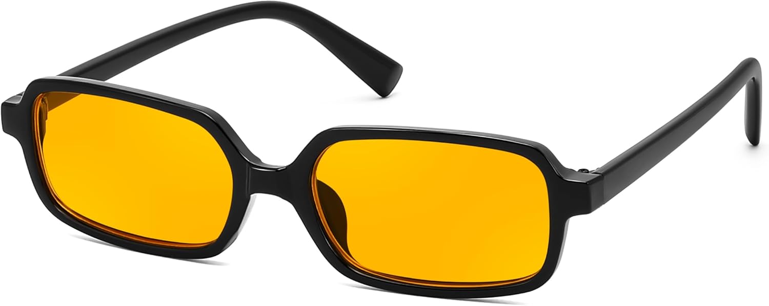 FEISEDY Rectangle Sunglasses for Women Men, Women's 90s Sunglasses Small Narrow Frame Trendy Vintage Style Shades B9167