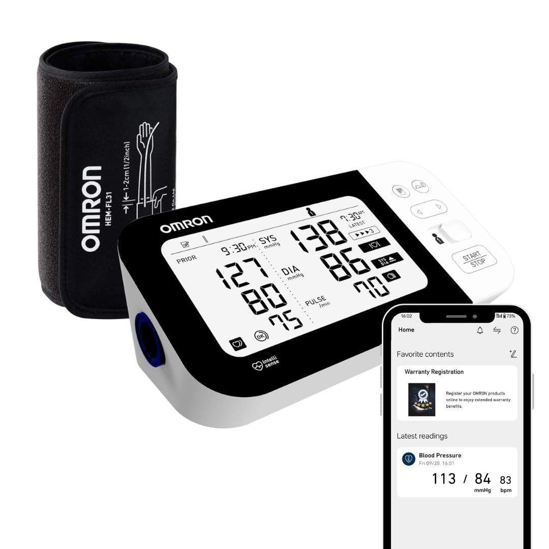 Omron HEM 7361T Bluetooth Digital Blood Pressure Monitor for Clinical & Professional Use with Afib Indicator and 360° Accuracy Intelliwrap Cuff (White) (B0DB5QJYX8) Amazon Price History, Amazon Price Tracker