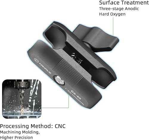 Miniatura 2 de FANAUE Brazo de doble enchufe compatible con soportes RAM, cabeza de bola de tamaño B y soporte de teléfono de motocicleta para bicicleta, se adapta