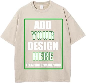 Custom Oversized T-Shirt Add Your Own Photo and Text Design to a Washed Vintage T-Shirt for Men and Women.
