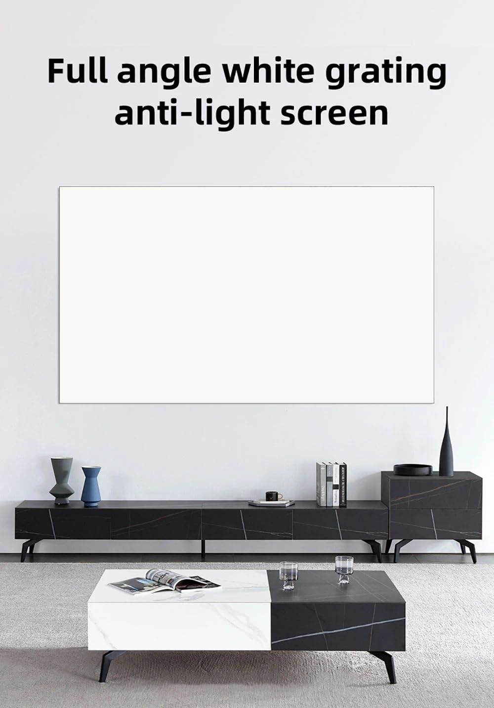 Pantallas de proyección videoproyector Pantalla de proyección Rejilla Blanca antiluz Pantalla de proyección 16:9 para el hogar 72 84 100 120 133 Pulgadas Tela Reflectante portátil(100 Inch)
