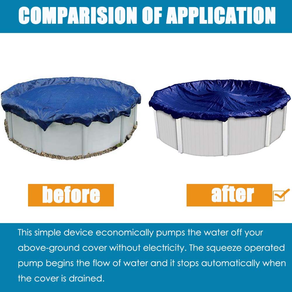 BeadChica Pool Cover Siphon Pump for Above Ground Pool Cover Drainer,Drain Pump Kit,Winter Pool Cover Pump Water Siphon Pump Kit with Hose 15 Feet