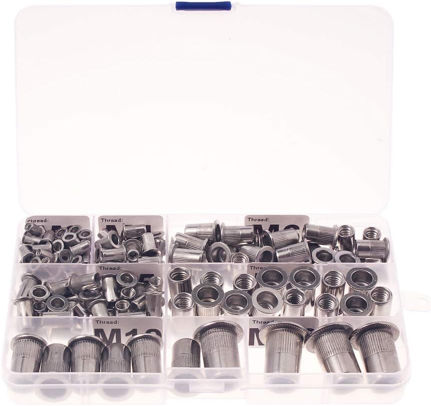 Sprite Science Stainless Steel Rivet Nuts M3 M4 M5 M6 M8 M10 M12 Metric Nutsert Rivnuts Assortment Kit
