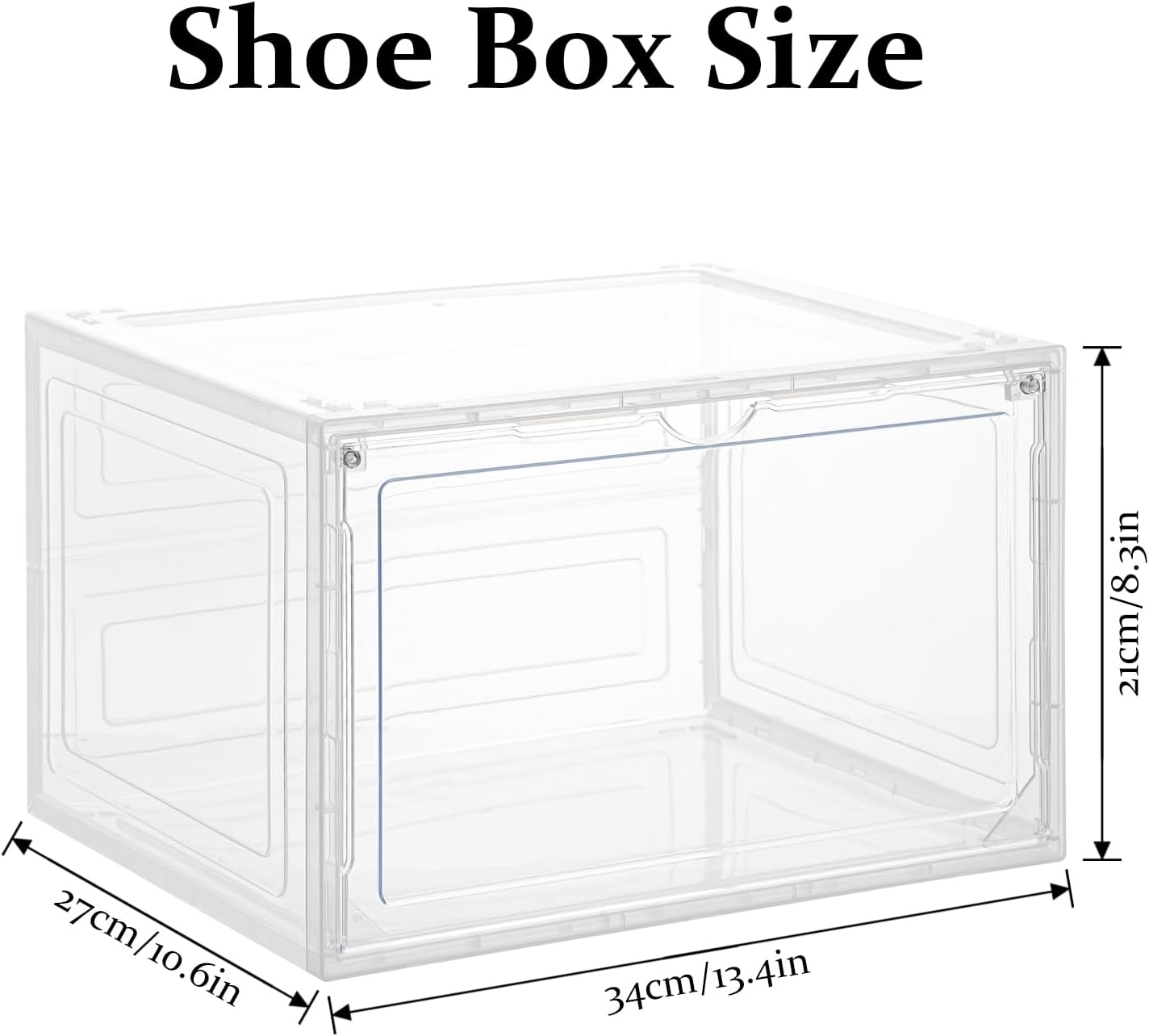 Upgraded X-Large Shoe Organizer, Stackable 12 Pack Plastic Shoe Box with Clear Door, Space-Saving Shoe Rack for Sneaker Display,Fit up to US Size 12