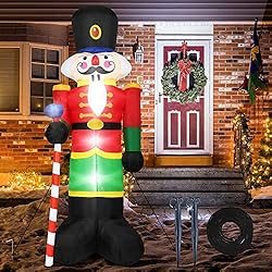 240cm Aufblasbarer Nussknacker Soldat mit 3 LED-Leuchten – Einzigartige Weihnachtsdekoration für drinnen und draußen!