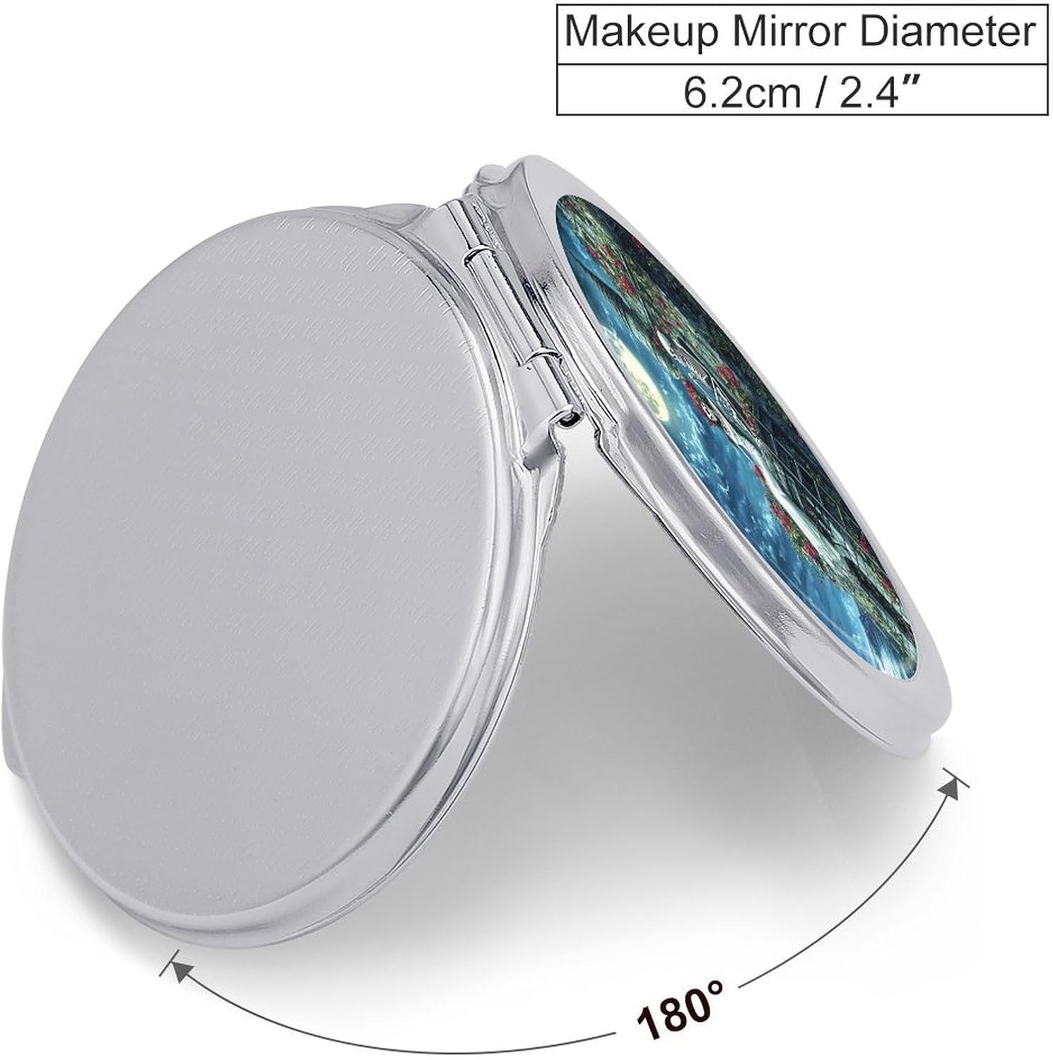 Romantic Gothic Skeleton Lovers Castle Compact Makeup Mirror Mini Foldable Cosmetic Mirror Portable Travel Mirror for Purse Pocket