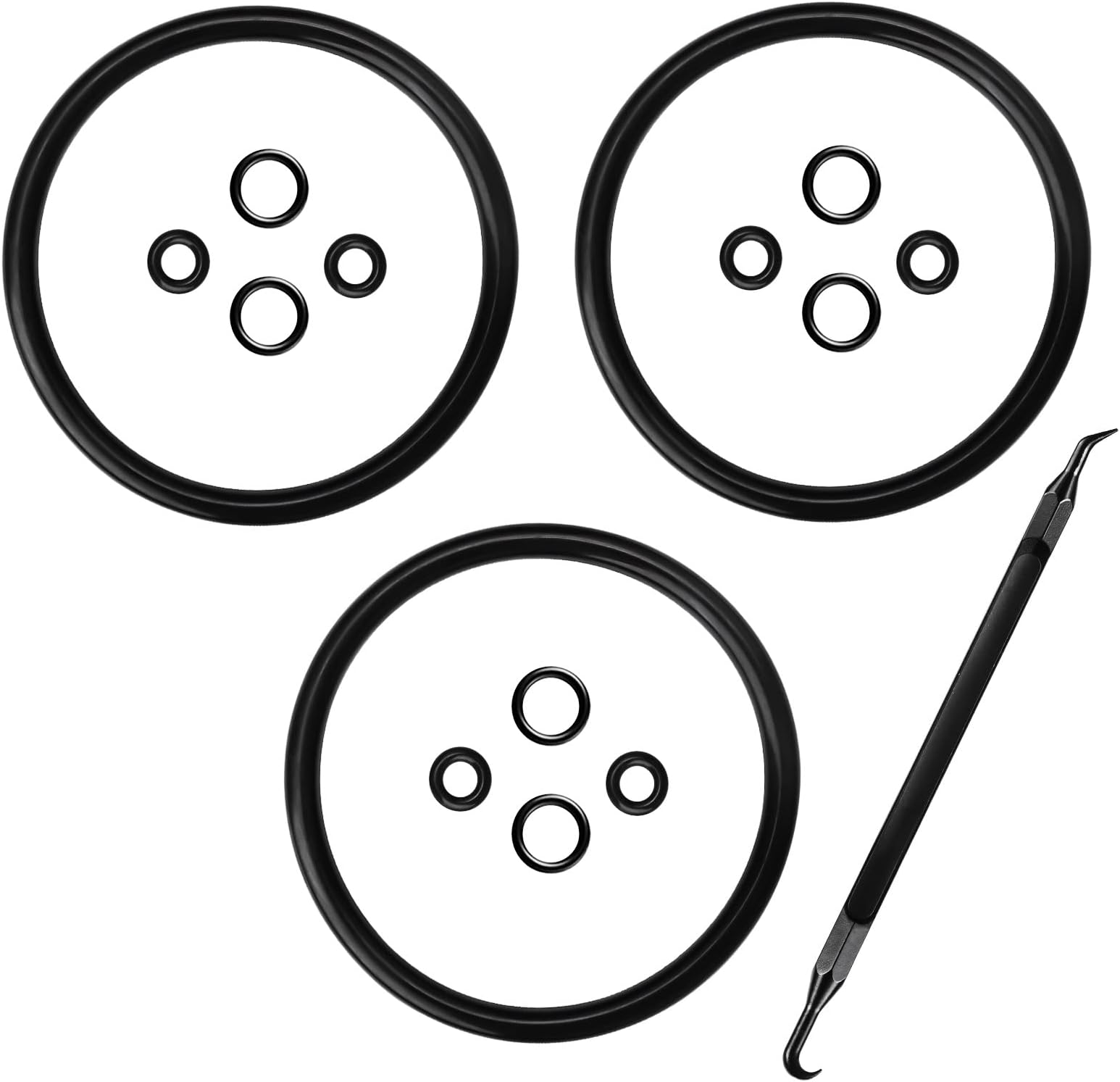 Ferroday 3 Set Keg Lid O-Ring Gasket Set for Cornelius Keg - Dark Black Rubber-based Compound - 3 Count