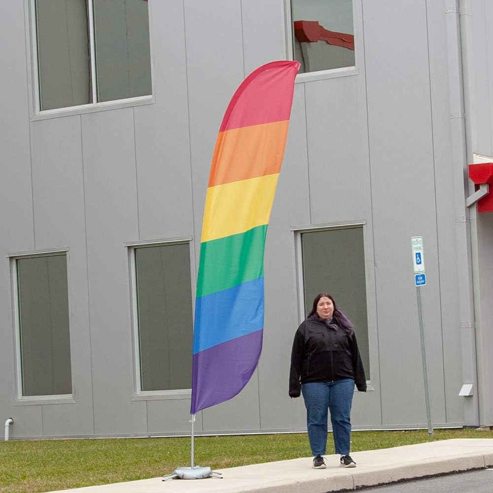 Vispronet Rainbow Pride Feather Flag – 2.6ft x 11.2ft – Outdoor Pride Decorations – Weather-Resistant Knitted Polyester – Printed in the USA – Flag Only