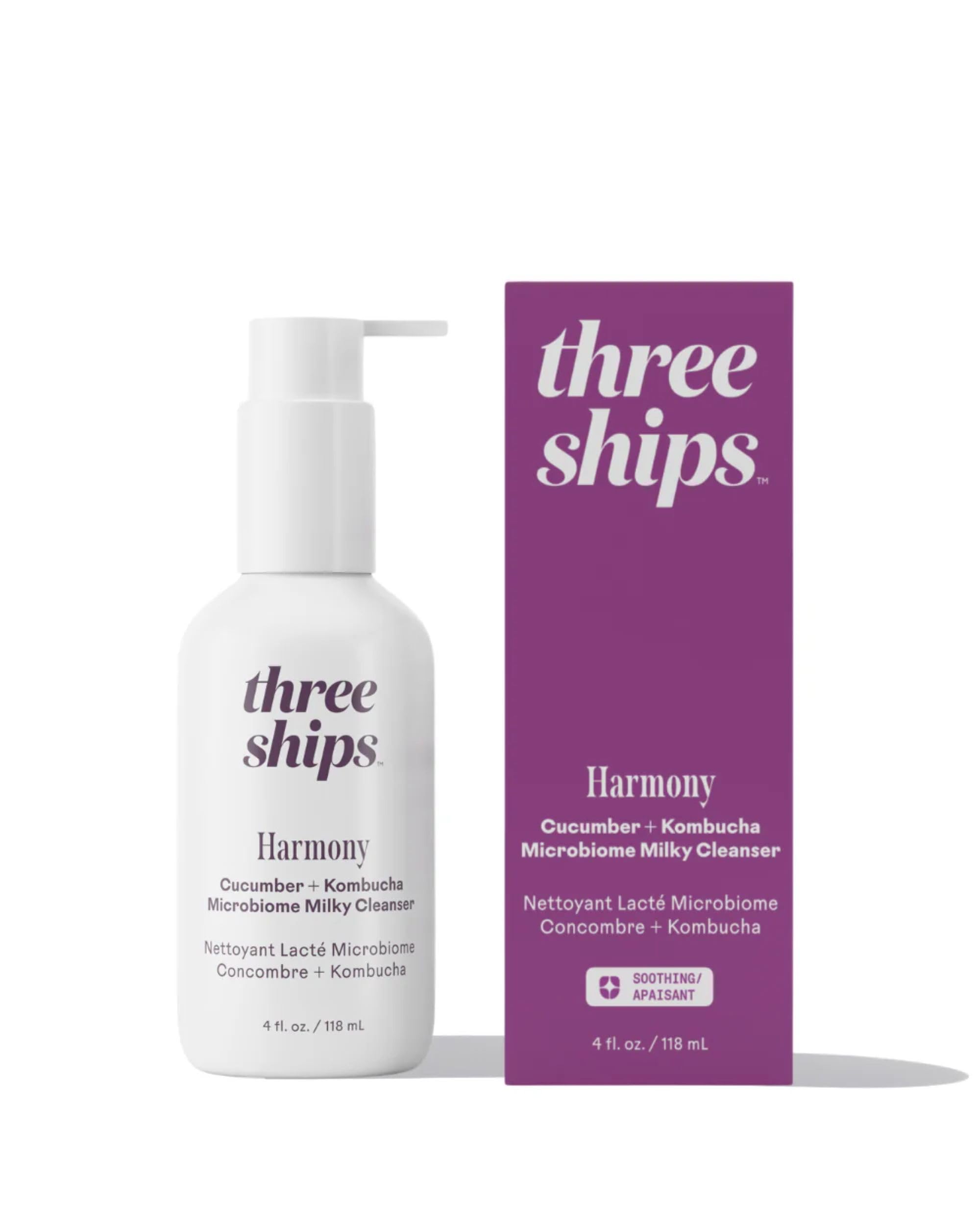 Three Ships - Harmony Cucumber + Kombucha Microbiome Balancing Cleanser | Repair, Balance, Soothe Skin | Cruelty-Free, Vegan, Paraben-Free, Sensitive