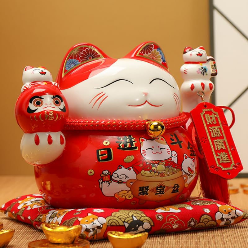Amazon.co.jp: 招き猫 貯金箱 スタイル 華やか 装飾 磁器 陶器 招き猫